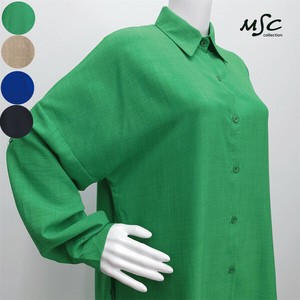 Button Shirt/Blouse Drop-shoulder Roll-up Pocket