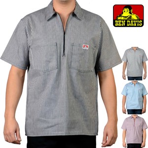 BEN DAVIS ベンデイビス ハーフジップ 半袖シャツ ストライプ Short Sleeve Striped 1/2 Zip Shirt