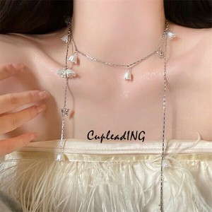 ＜SALE＞激安セール スズランの花 ダブルフリンジ ネックレス モダン デコルテチェーン アクセサリー