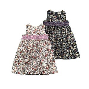 【日本製 子供服】花柄スモッキングジャンパースカート ［80〜140cm］