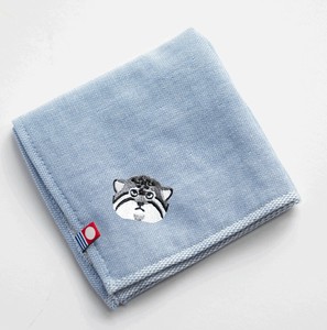 【全8カラー】マヌルネコ 地味かわ 刺繍 ハンカチ 今治 ギフト