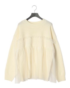 【SALE】アルパカタッチニット×チュールプルオーバー