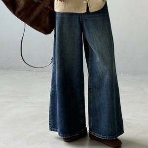 u29155 リラックス ワイド デニム パンツ レディース ハイウエスト ルーズ ロング丈 2025秋新作