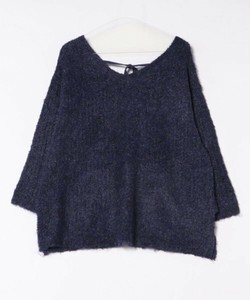 《バックリボン×ブークレ》レディース　チュニックニット　ふんわり長丈　秋冬