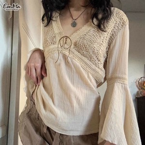 ベルスリーブ刺繍シャツ レトロカジュアル  春 秋 カジュアル 【2025AW】ONA4077