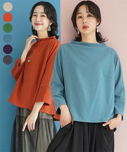 T-shirt Back Button Mock Neck Switching Cut-and-sew 7/10 length [2025 NEW]