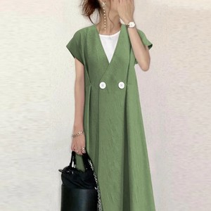 ワンピース Vネック  半袖  無地  ゆったり  快適 レディース ファッション  MBQ3275
