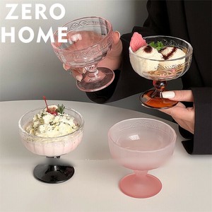 レトロ調 浮き彫りガラス碗 アイスクリーム専用 卓上装飾感