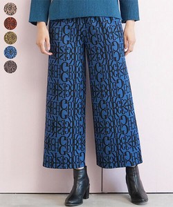 【特別価格】ウエストゴム英字柄ストレートパンツ レディース ミセス 婦人服 52-0134