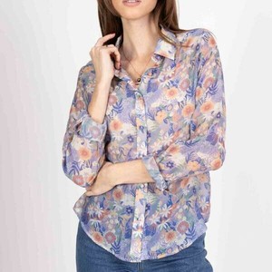 Button Shirt/Blouse Flower Print Botanica