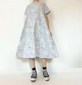 【handmade】Cat and floral One-piece Dress 100Cotton short sleeve　With Pockets