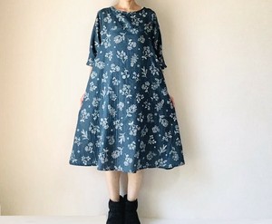 【handmade】Flower pattern double gauze dress cotton100 floral