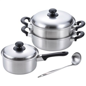 燕三 二段蒸し器24cm&片手鍋18cm(お玉付) EM-021 8488-328