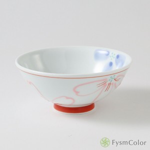 Hasami ware Rice Bowl Red Pink Hand-Painted Made in Japan