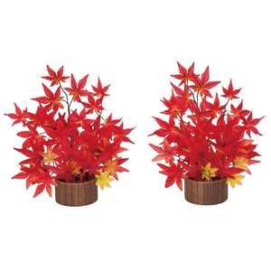 秋装飾品　鮮やか紅葉スタンドアレンジ（造花）2個