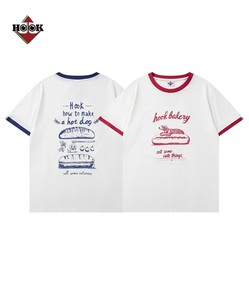【HOOK -original-】ヴィンテージ風プリントリンガーTEE メンズ Tシャツ レディース トップス 犬