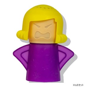 グローバル・ジャパン 電子レンジスチームクリーナー プンプンマミィ3点セット イエロー×パープル