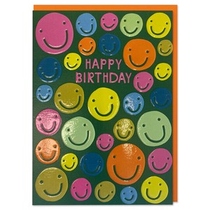 ラズベリーブロッサム グリーティングカード　Happy Birthday smiley faces【イギリス製】