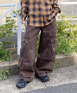 【2025秋冬新作】切替ギャザカーゴPT ギャザーワイドカーゴパンツ レディース