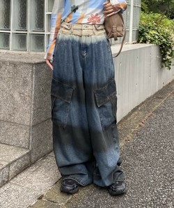 【2025秋冬新作】ネオバグラデデニカーゴ グラデーションデニムカーゴパンツ レディース
