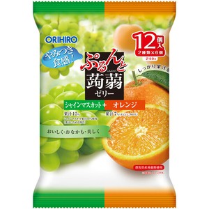 【リニューアル】ぷるんと蒟蒻ゼリーパウチ　シャインマスカット＋オレンジ　12個（更に美味しく）