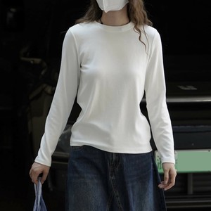u29196 韓国風 シンプル ベーシック 無地 長袖 Tシャツ スリム カジュアル トップス レディース 2025秋新作