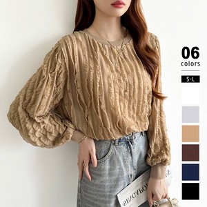 フリルトップス 長袖カットソー ウェーブTシャツ フリル カットソー tシャツ 長袖 レディース シアー