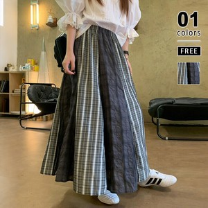 切り替えチェックスカート チェックスカート フレアスカート チェック スカート レディース ロング丈