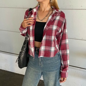 Button Shirt/Blouse Check Pattern Cropped Check [2025 NEW]