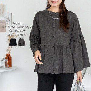 T-shirt Ladies fashion Gathered Blouse Peplum Cut-and-sew