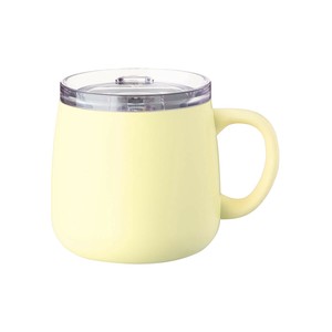 【CafeLink】スライド蓋付きマグカップ 280ml　イエロー　AFSM-300YE　真空断熱構造