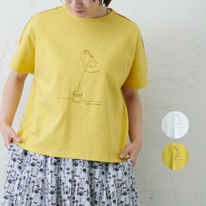 ハッピープライス！【シャワータイムお花刺繍Tシャツ】emago 北欧 大人の ナチュラル カジュアル