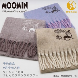 予約商品：9月下旬入荷【ムーミン コラボ】2025 AW リトルミイ刺しゅう ふわもこ フリンジ マフラー