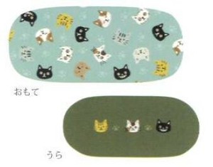 ノア+ 眼鏡ケース（クロス付）ねこ・顔 ND131