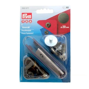 ミササ 脱着しやすいアノラック スナップ 20mm マット 6組 打ち具・コマ付き BK マット 390377