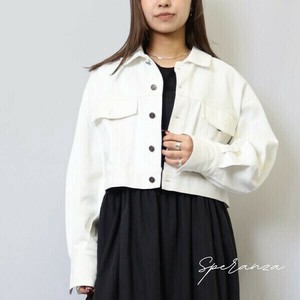 【再入荷】バックボタンデザインショート丈デニムジャケット