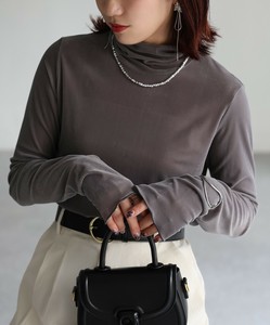 T-shirt Transparency Turtleneck Top Velour Sheer
