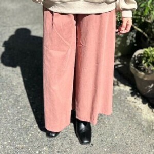 フェイクスエードワイドパンツ（全5色）　無地｜ボトムス｜カジュアル｜レディース｜ミセス