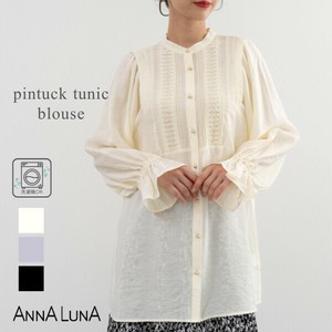 Button Shirt/Blouse Pintucked Tunic Blouse Switching