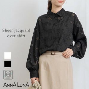 Button Shirt/Blouse Sheer Jacquard Overshirt