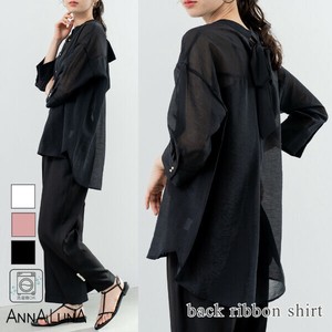 【ANNALUNA】7分袖バックリボンシャツ