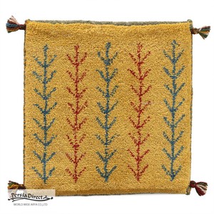 ギャッベ　ペルシャ　イラン　オーガニックウール　絨毯　ラグ　座布団　MS17472_YE　42×43cm