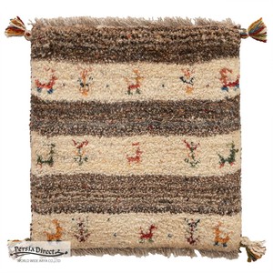 ギャッベ　ペルシャ　イラン　オーガニックウール　絨毯　ラグ　座布団　MS16323_NE　43×46cm