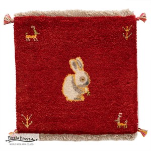 ギャッベ　ペルシャ　イラン　オーガニックウール　絨毯　ラグ　座布団　MS17309_RE　45×43cm