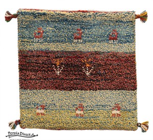 ギャッベ　ペルシャ　イラン　オーガニックウール　絨毯　ラグ　座布団　MS16955_CL　43×44cm