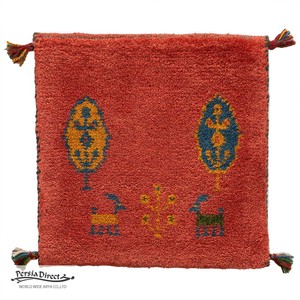 ギャッベ　ペルシャ　イラン　オーガニックウール　絨毯　ラグ　座布団　MS17442_RE　40×40cm