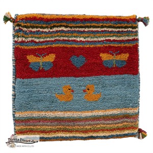 ギャッベ　ペルシャ　イラン　オーガニックウール　絨毯　ラグ　座布団　MS17246_CL　43×43cm