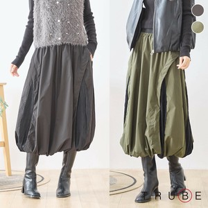 【2025新作】【M〜L】異素材コンビプリーツ切替バルーンスカート(N42-138)(1号店) FM1