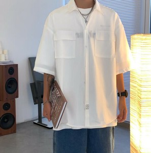 シャツ  夏 糸氷 半袖  無地  ゆったり  快適 メンズファッション   MBQ3358