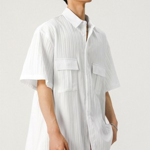 シャツ 夏 糸氷 半袖  無地  ゆったり  快適 メンズ ファッション  MBQ3359